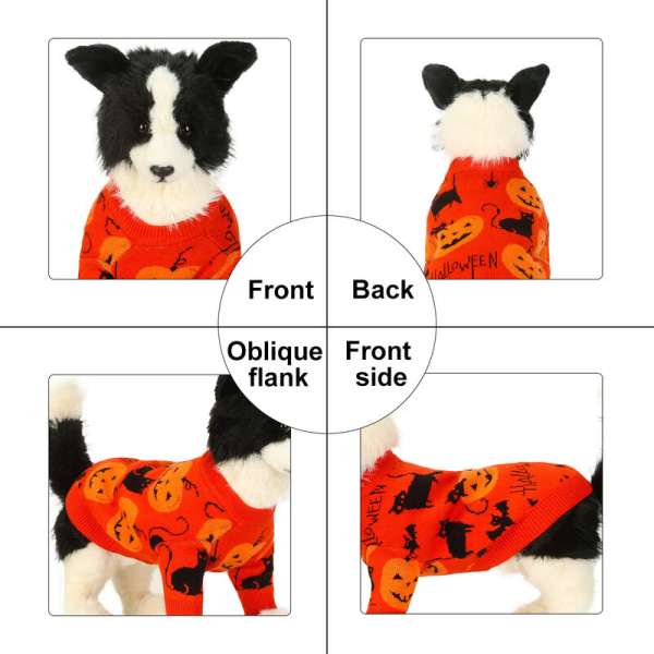 Hunde Kat Halloween Sweater Hunde Halloween Kostume Pet Halloween Pet Græskar Sweater Strikket Stof Katte Græskar Sweater - Orange