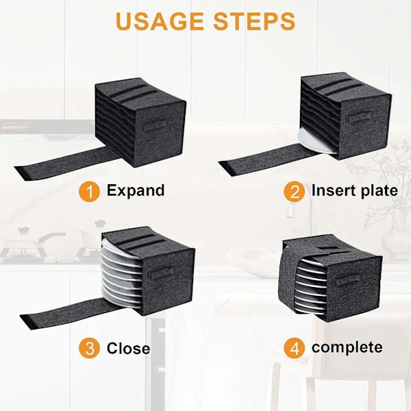Picknickväska tallrikshållare filt, husbils tallrikshållare för 8 tallrikar upp till Ø 26 cm