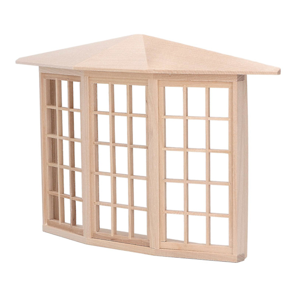 1/12 Nuken talo Erkkeri-ikkuna Hieno Miniatyyri Puinen 45 Asteen Kulma 3 Sivuinen Ikkunamalli DIY:lle