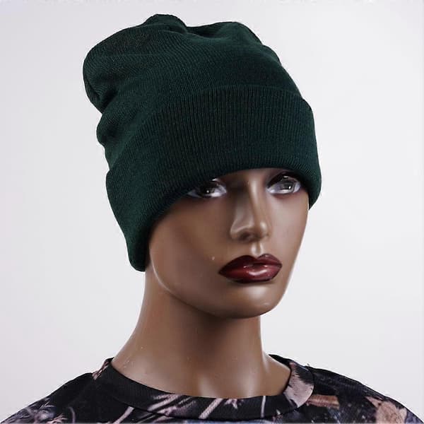 Stickad mössa varm enfärgad kupolmössa beanie för män kvinnor 58 cm polyester Orange