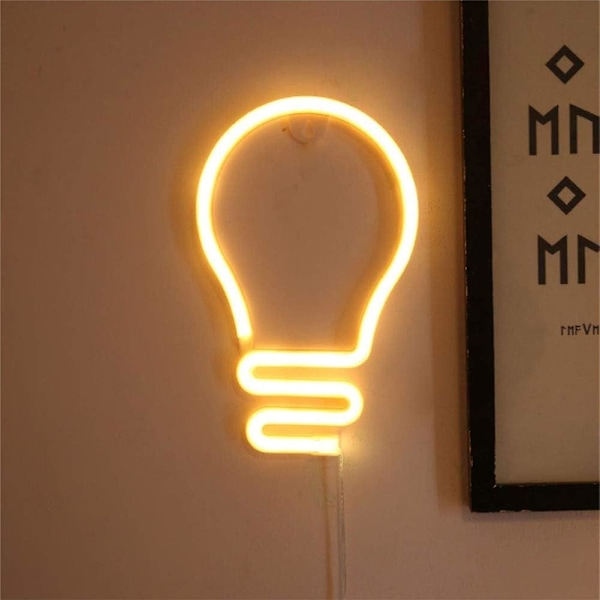 Neon skyltarNeon väggskyltNeonljus för sovrum barnrum hotell Batteri/USB-driven (varmvit)
