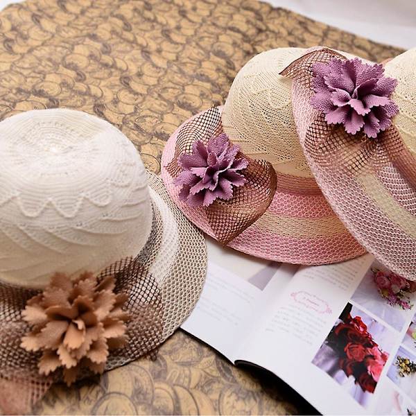 Solhatt Utomhus Strand Solhatt Solhatt Halmhatt Shopping *rosa