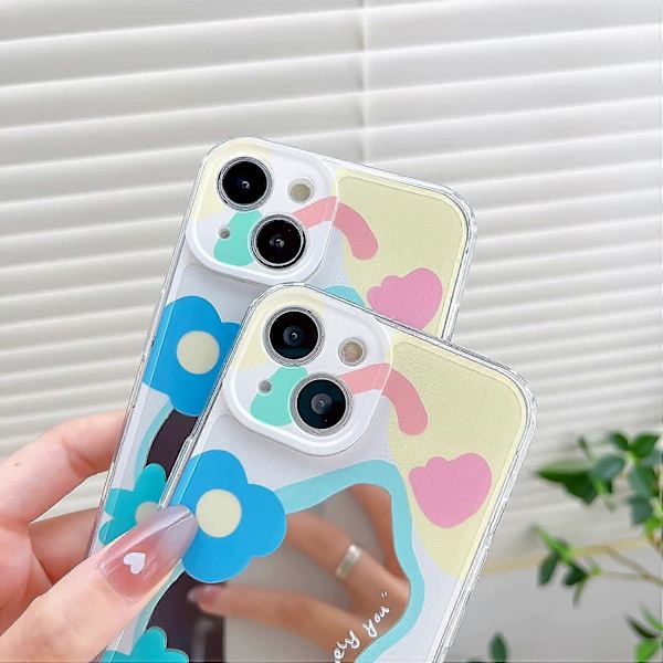 iPhone 12 Pro Max Skal med Sminkspegel, Blommönster för Kvinnor Män Hård Slank Stötsäker Flora Skal för iPhone 12 Pro Max Cover (för iPhone12ProMa