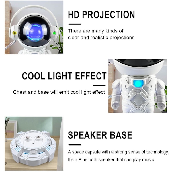 Bluetooth Astronaut Stjerne Soveværelse Farverig Projektion Rummand Ornamenter Nat