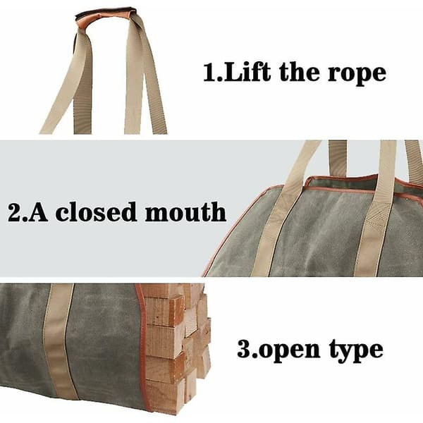 Canvas vedkorg, extra stor och hållbar, perfekt för eldstäder, braskaminer, stockar, camping, landskapsarkitektur