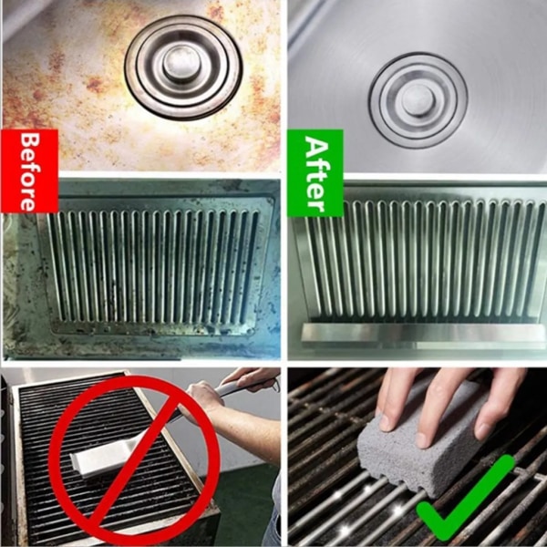 3 Grillrengöringsstenar för att rengöra din grill effektivt - Pimpsten för att enkelt ta bort fläckar och fett, 10*7*4 cm