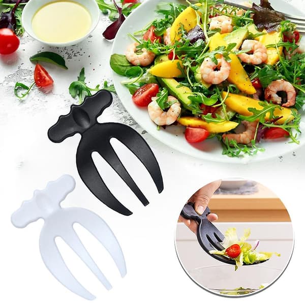 Salat Hånd Servering Tænger Plast 2PCS（Sort）