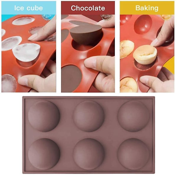 4 stk. 6 lige kuppel silikone chokoladeform | chokoladeform