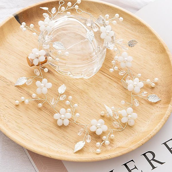 Dww-Hand-woven vit blomma choker, blomma halsband, bröllop tiara bröllop smycken