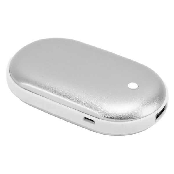 2024 Fickvärmare Aluminiumlegering 2400mah USB Mini Powerbank för Vinterresor Utomhus Silver