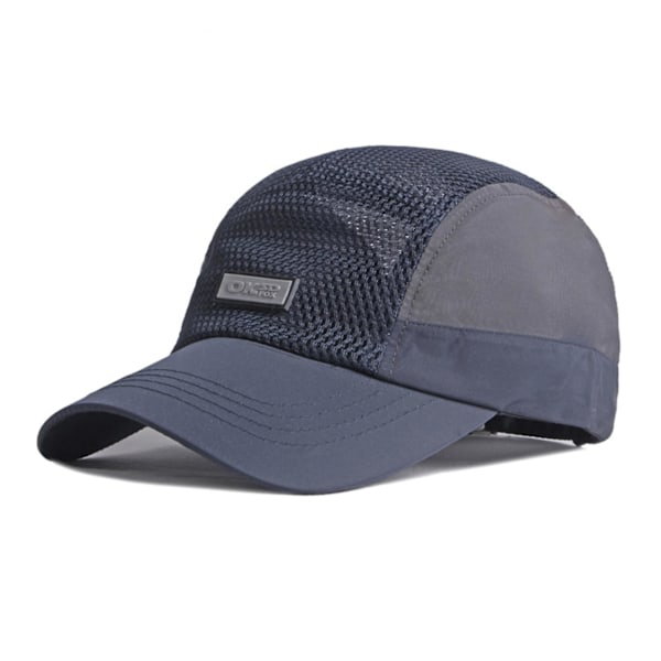 Sommer Mesh Baseball Cap Justerbar Åndbar Kasketter Hurtigtørrende Trucker Hat Udendørs Sports Løbehat(Marineblå)