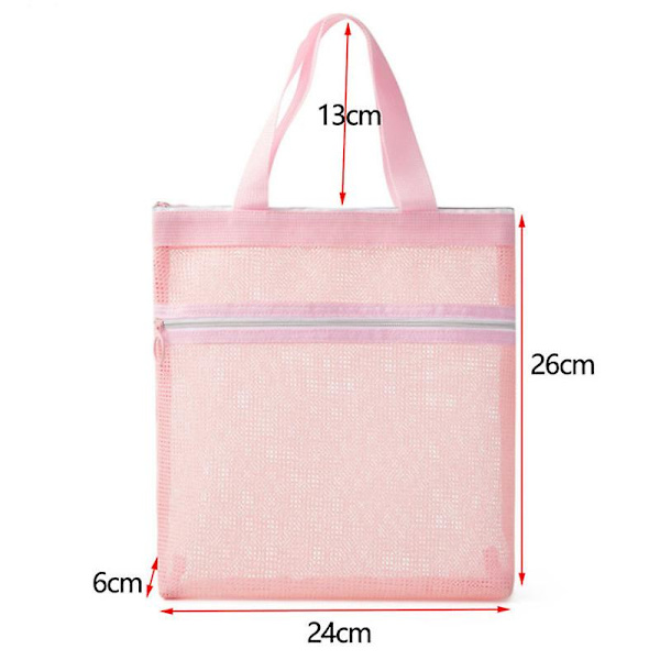 Strandväska, nätstrandväska strandkasse strandleksaksväska（ROSA）