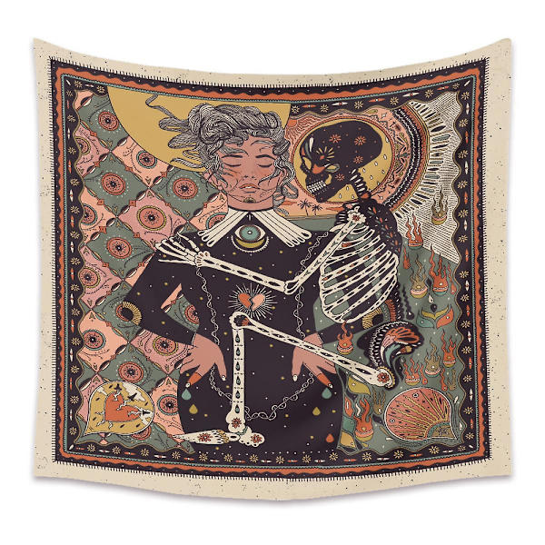 Wekity Skull Flower Girl Tapestry Koti Tapetit Esteettinen Taide Koti Tausta Kangas Dekoraatio Lahja Allas Tapetit Olohuone Makuuhuone Dekoraatio (GT3