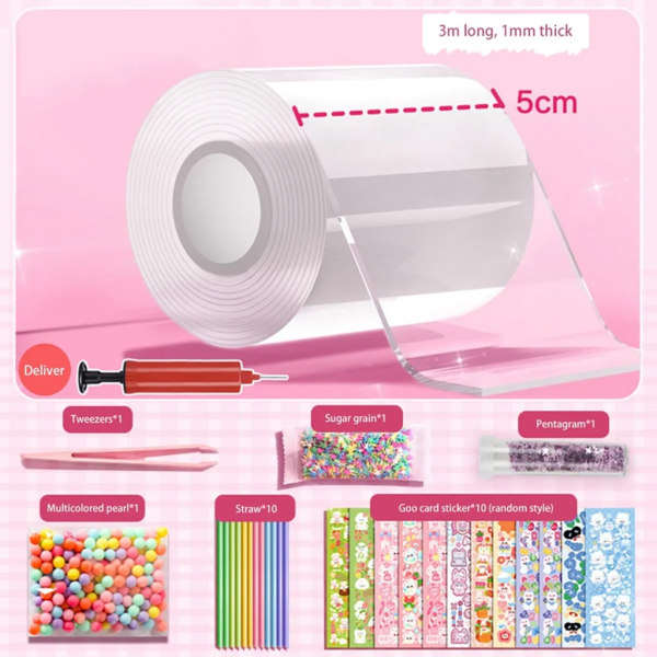 4-pack Nano Tape Bubble Toys, Spårlös Nano Tape för Bubblor, Transparent Multifunktionell Klar+Blå