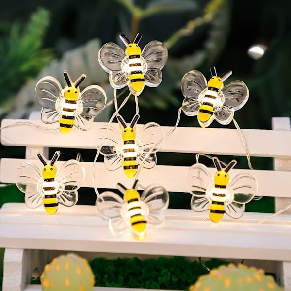 Dekorative bie-strengelys USB og batteridrevne eventyrlys 10ft 30 LED nattlys med fjernkontroll og timer