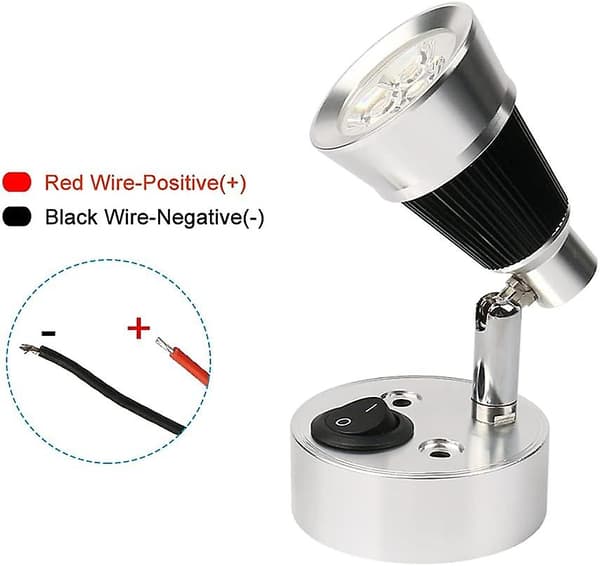 12V LED-spotveggleselampe, 2 stk. Auto LED-lys justerbar bryter interiør e Van-lys for RV, , e, båt, yacht