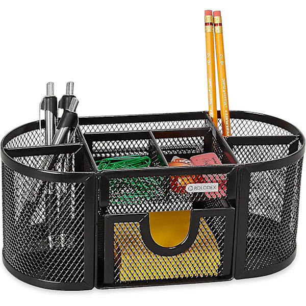 Mesh blyantholder organizer, fire rum, stål, 8,7\"x 4,3\"x 4,1\", sort