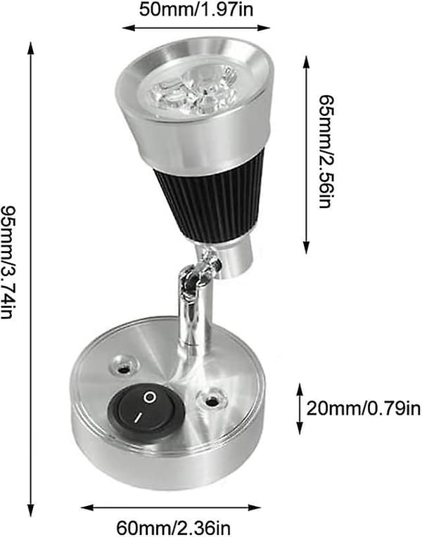 12V LED-spotveggleselampe, 2 stk. Auto LED-lys justerbar bryter interiør e Van-lys for RV, , e, båt, yacht