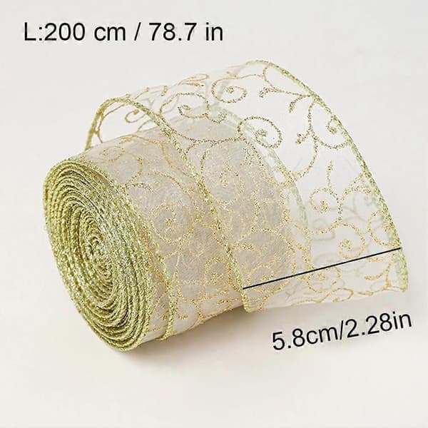 Julband i satin 200 cm för presentinslagning dekor guld polyester robust Hollowed-out