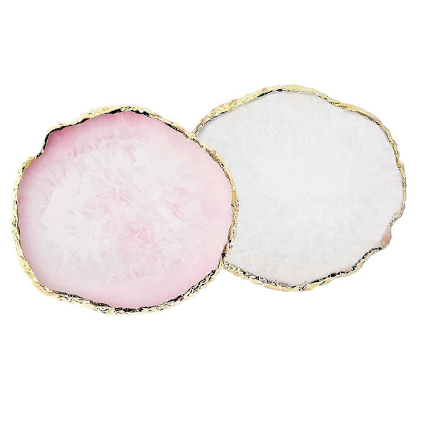 Hartspalett för nagelkonst i resin, blandad färgpalett för nagelkonstmålning med guldkant, nagelgeléfärg, sminkdisplaybräda (lila) (rosa + vit) Rosa + vit -
