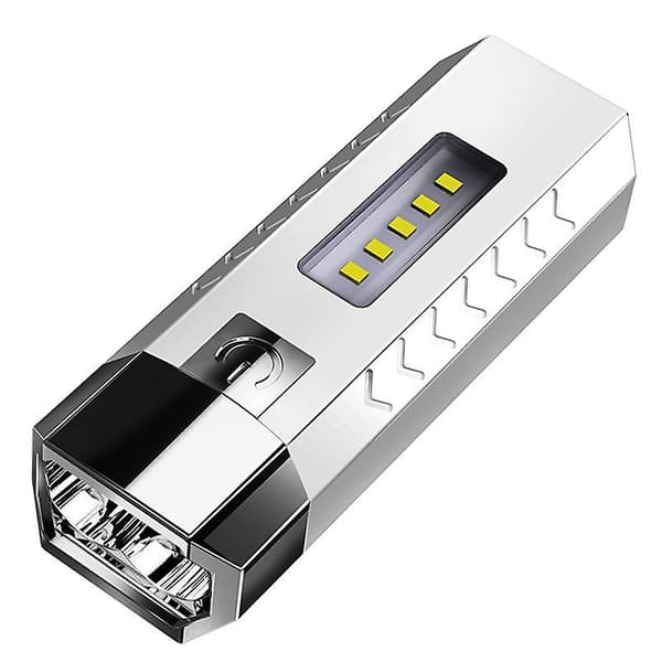 Genopladelig USB 2 LED + 5 COB lommelygte 4 lystilstande Mini bærbar nødlys