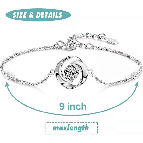 S925 Sterling Silver Cubic Zirconia hjärta av havet justerbart armband för damer och flickor