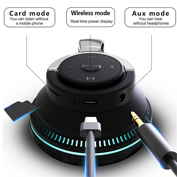 Langattomat Bluetooth-kuulokkeet, melunvaimennuskuulokkeet puhelimille, PC-pelikuulokkeet, voimakas basso, LED-valo, kuulokkeet - sininen（sininen）