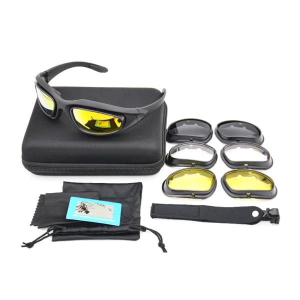 Polarized UV400 Tactical Goggles C5 Shooting Glasses 4 Lens Kit Outdoor Sports Glasögon