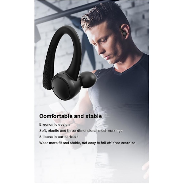 Bluetooth-headset Tws Bluetooth 5.0 trådløst sportsheadset over-ear hodetelefoner ørekrok betjening stereo ørepropper med mikrofon vanntett headset