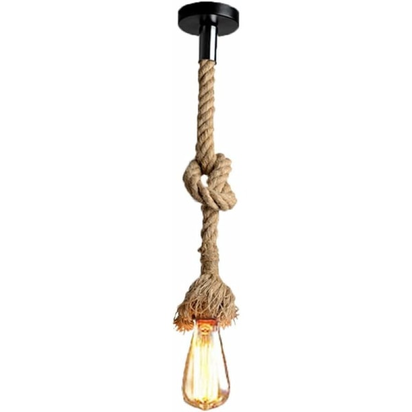Hamp Rope Lysekrone, 1m E27 Rope Pendel Light i vintage retrostil til restaurant, bar, cafebelysning (enkelt fatning, pære er ikke inkluderet)