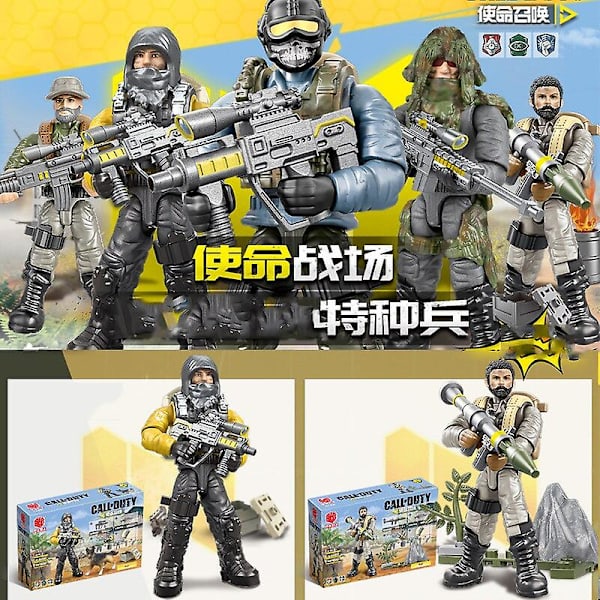 XJ960/822 Call of Military Duty Byggklossar 1:35 SWAT Soldater Figurer Armé Vapen Vapen Set Modell Dockor Klossar Leksak för Pojke