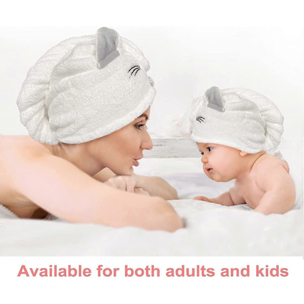 Mikrofiber Hårhandduk för Barn, Flickor och Kvinnor - Snabbtorkande Hår för Barn - Superabsorberande Huvudturban med Knapp