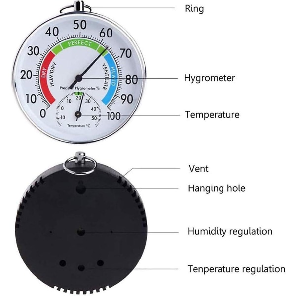 Inomhus utomhus rund form termometer Temperatur Trädgård Hygrometer Tester Bekvämt väder Fuktighetsmätare
