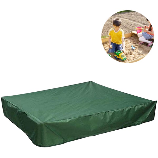 Hiekkalaatikon cover, neliömäinen cover hiekalle ja leluille pölyltä ja sateelta, hiekkalaatikon katos kiristysnyörillä, hiekkalaatikon cover, 150x150x20cm, vihreä