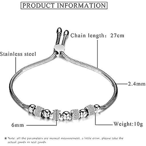 Jude Jewelers Ruostumattomasta teräksestä valmistettu säädettävä ketjukokoinen helmillä koristeltu kuutio zirkonia rannekoru