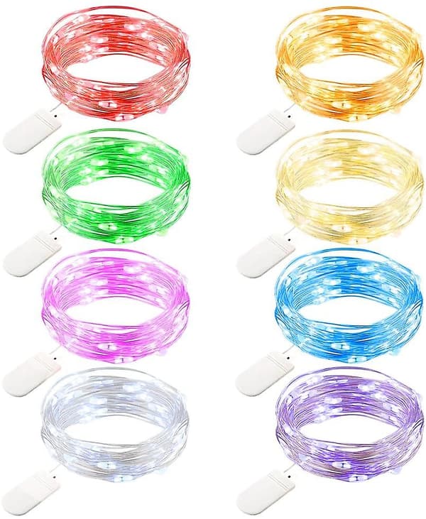 8-pack 7,2' 20 LED-drivna batteridrivna ljusslingor Mini koppartråd eldflugstrådljus för säng