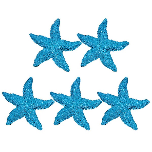 5 stk akvariumdekorasjon kunstig harpiks pentagram ornament for undervanns fisktank dekorasjon (lyseblå) (7,6X1,7cm, blå)