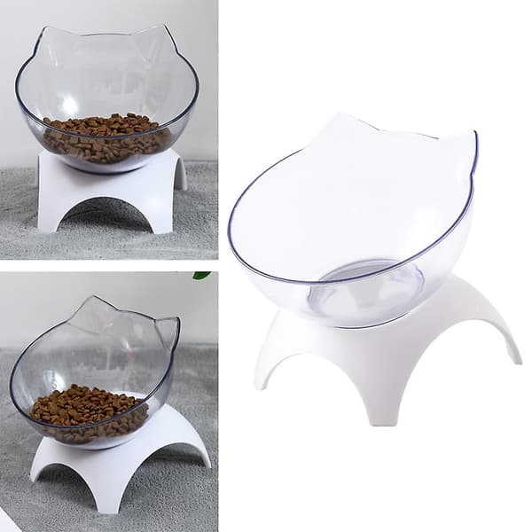Multi Clear Bowl Hævede Katte Skåle - Foder- og Vandskål til Kæledyr med Stativ til Katte og Hunde - Enkelt Skåldesign
