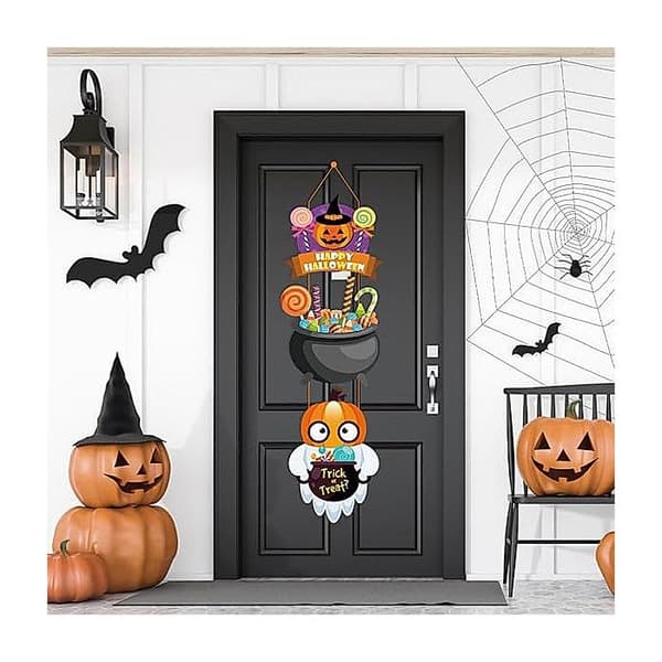 Set med 9 Halloween-hängskyltar för väggdekoration