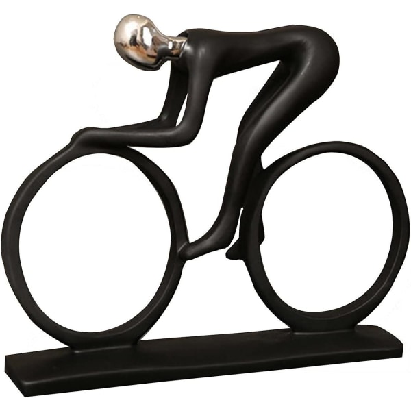 Staty Svart cyklistskulptur - Stilfull abstrakt konst Harts Modern staty Heminredning Accent Kontorsskrivbord Kreativ Hylla Dekoration Vinskåp