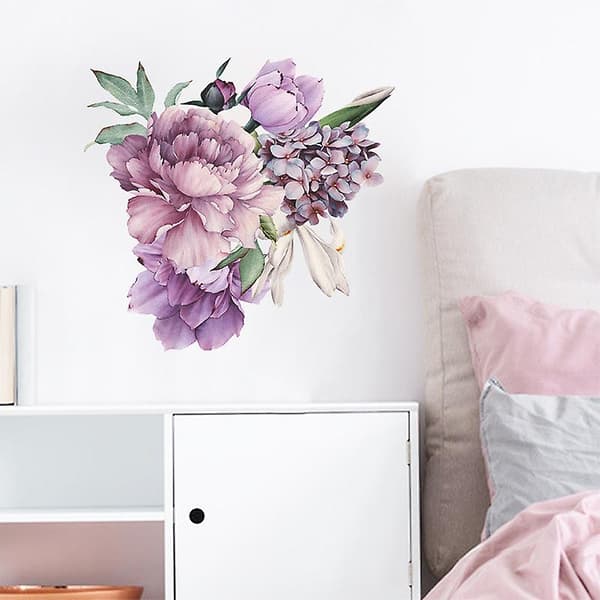 Väggdekal söta blommor, väggdekoration för vardagsrum sovrum kontor