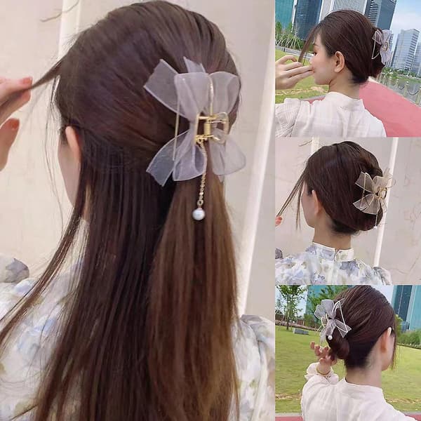 Tassel hårkløer clips perle flere farver barrettes mode hårstyling（Champage）