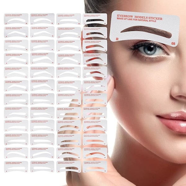Ögonbrynsmall Ögonbrynsformare Set 24 Stilar 3 Minuter Makeup Verktyg, återanvändbara Ögonbrynsmall Ögonbrynsgel Ögonbrynsfärg Färgstenciler, lämpliga för 98% F
