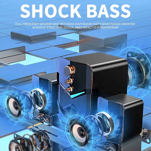 Hushållshögtalare Bluetooth Desktop Heavy Bass Audio（Fri storlek，Svart）