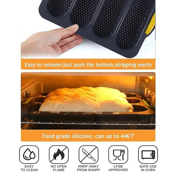 Silikonbrødform Bakeform for baking av 6 muffinskopper med firehullsbaguetter