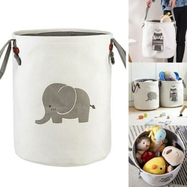 Vaskeoppsamler Vaskekurv Vaskeposekurv for barn Vaskekiste Lekeboks Grå elefant