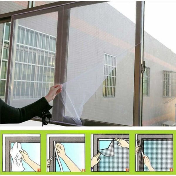 Ikkunan hyttysverkko 3-osainen hyttysverkko rulla hyttysverkko hyttyssuojaverkko mesh ikkunaverho Vakioseinä ikkunalle 150x200cm valkoinen – DKSFJKL