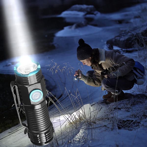 Taskulamppu Led-taskulamppu Mini-taskulamppu, 1000 lumenia, ladattava kompakti LED-taskulamppu klipsulla（B）