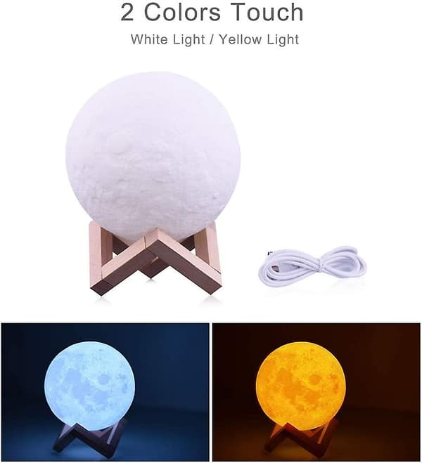 Full Moon Lampe 3d Led Nattlys Dimbar Berøring Kontroll Lysstyrke Usb Lading