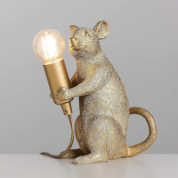 Moderne metallisk guldmalet rotte design bordlampe dyremuslampe bordlampe til stue spisestue soveværelse Shine Electronics